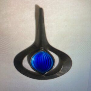 Askel Holmsen Norway Blue Enamel + Sterling Silver Sliced Onion Pendant